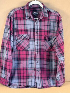 Moose Creek Plaid Flannel Shirt Red Large Tall Cotton Thick Woodsy Thrashed Gorp